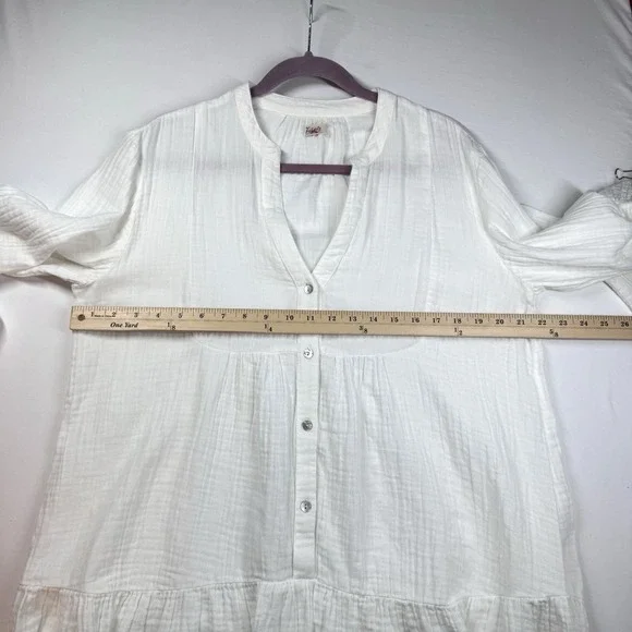 Faherty Kasey Organic Cotton Gauze Dress Sz L Tiered White Boho Cottage READ - Picture 7 of 16